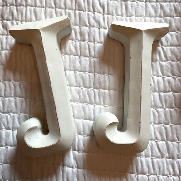 Marshall's Distressed Initials "J" and "J" Decor Cream Cottage/Farmhouse - Picture 4 of 4